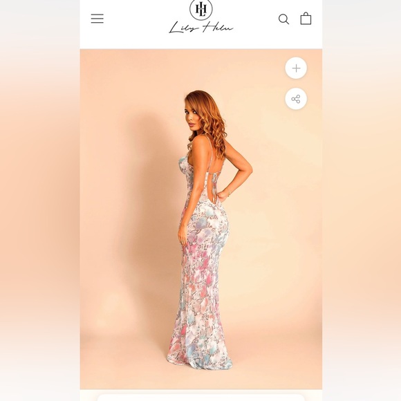 Lily Helu Mahini semi sheer Maxi Dress Cowl neck, adjustable straps. Size S. New - Picture 2 of 6